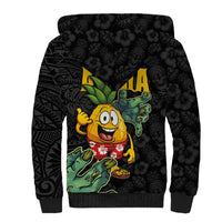 Hawaiian Halloween Sherpa Hoodie Aloha Pinapple with Mysterious Hands and Polynesian Tribal Tattoo LT03 - Polynesian Pride