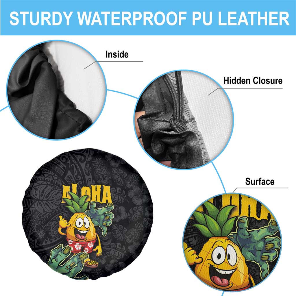 Hawaiian Halloween Spare Tire Cover Aloha Pinapple with Mysterious Hands and Polynesian Tribal Tattoo LT03 - Polynesian Pride