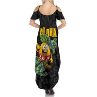 Hawaiian Halloween Summer Maxi Dress Aloha Pinapple with Mysterious Hands and Polynesian Tribal Tattoo LT03 - Polynesian Pride