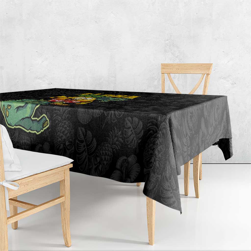 Hawaiian Halloween Tablecloth Aloha Pinapple with Mysterious Hands and Polynesian Tribal Tattoo