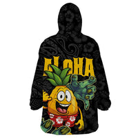 Hawaiian Halloween Wearable Blanket Hoodie Aloha Pinapple with Mysterious Hands and Polynesian Tribal Tattoo LT03 - Polynesian Pride