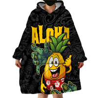 Hawaiian Halloween Wearable Blanket Hoodie Aloha Pinapple with Mysterious Hands and Polynesian Tribal Tattoo LT03 - Polynesian Pride