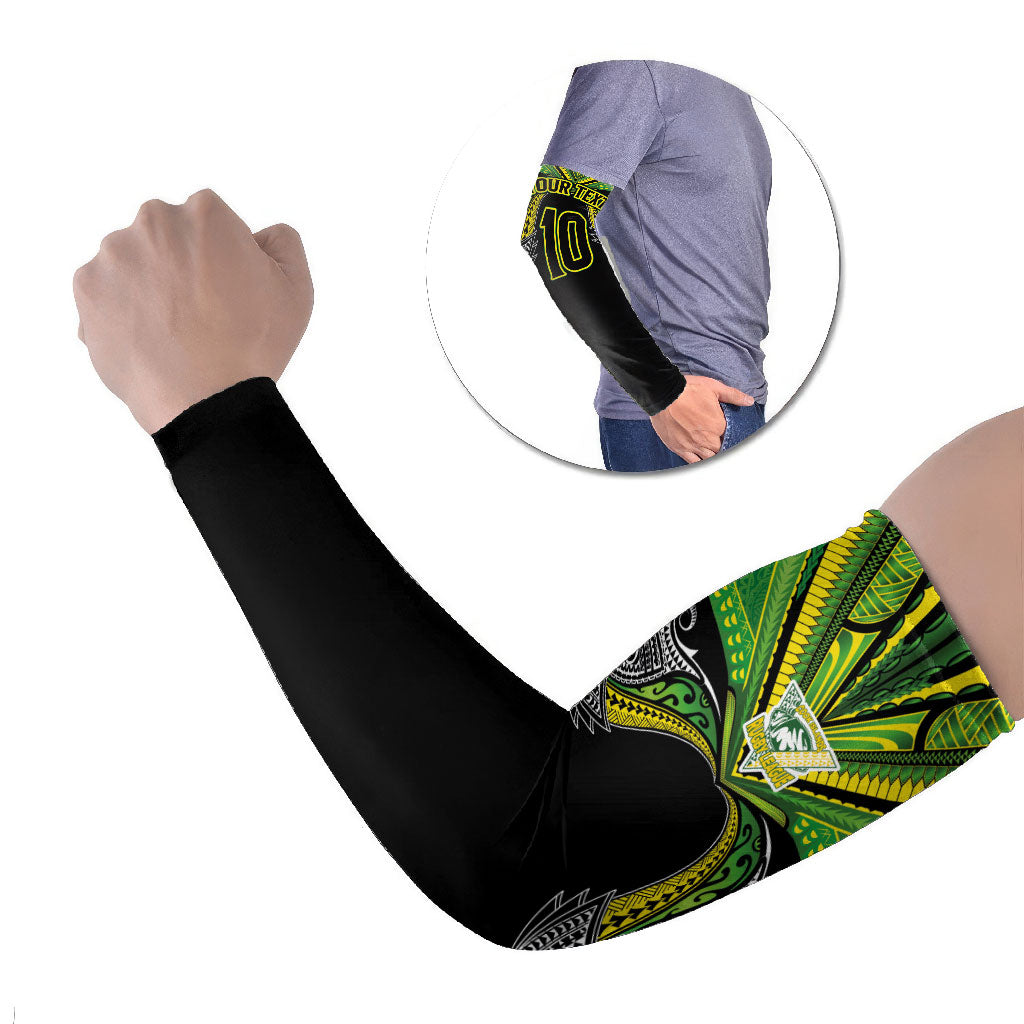 Cook Islands Rugby League Custom Arm Sleeves Polynesian and Tatau Tribal Art - Black Color