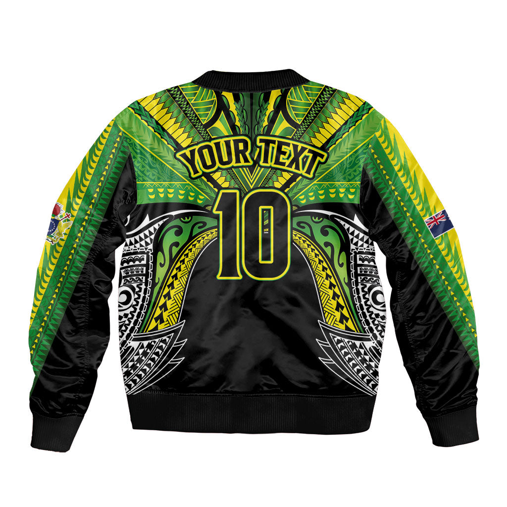 Cook Islands Rugby League Custom Bomber Jacket Polynesian and Tatau Tribal Art - Black Color LT03 - Polynesian Pride