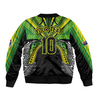 Cook Islands Rugby League Custom Bomber Jacket Polynesian and Tatau Tribal Art - Black Color LT03 - Polynesian Pride