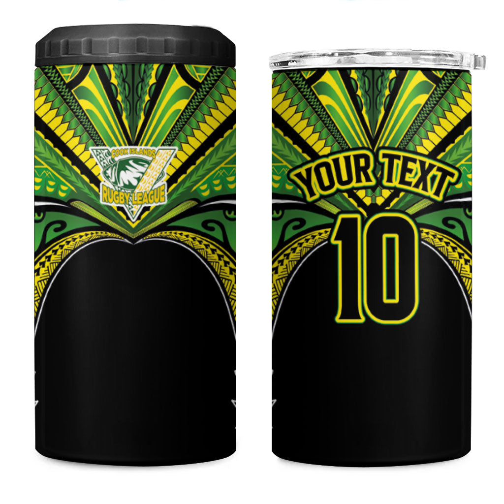 Cook Islands Rugby League Custom 4 in 1 Can Cooler Tumbler Polynesian and Tatau Tribal Art - Black Color LT03 One Size: 16 oz Black - Polynesian Pride