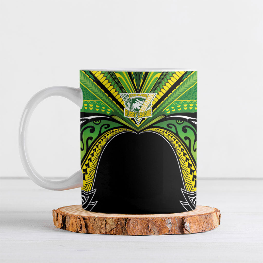 Cook Islands Rugby League Custom Ceramic Mug Polynesian and Tatau Tribal Art - Black Color