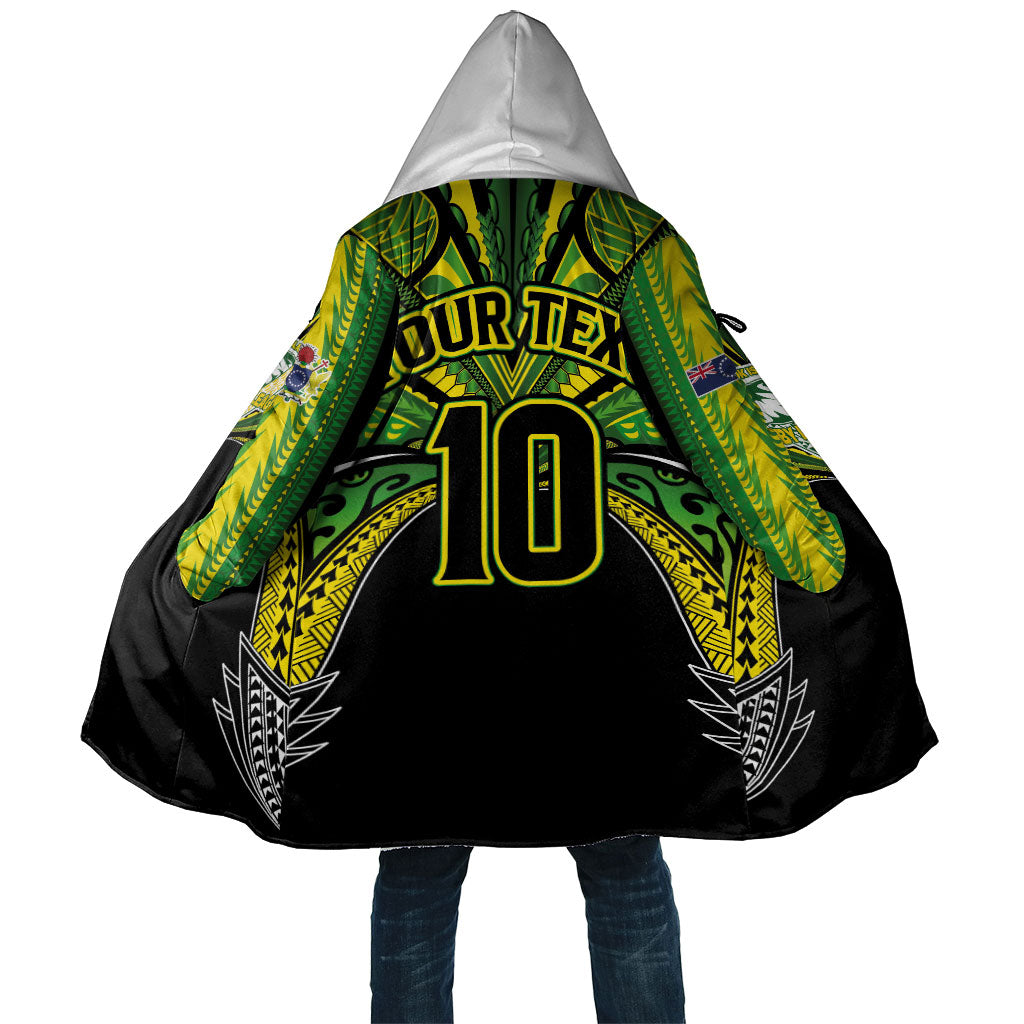Cook Islands Rugby League Custom Cloak Polynesian and Tatau Tribal Art - Black Color LT03 Unisex Black - Polynesian Pride