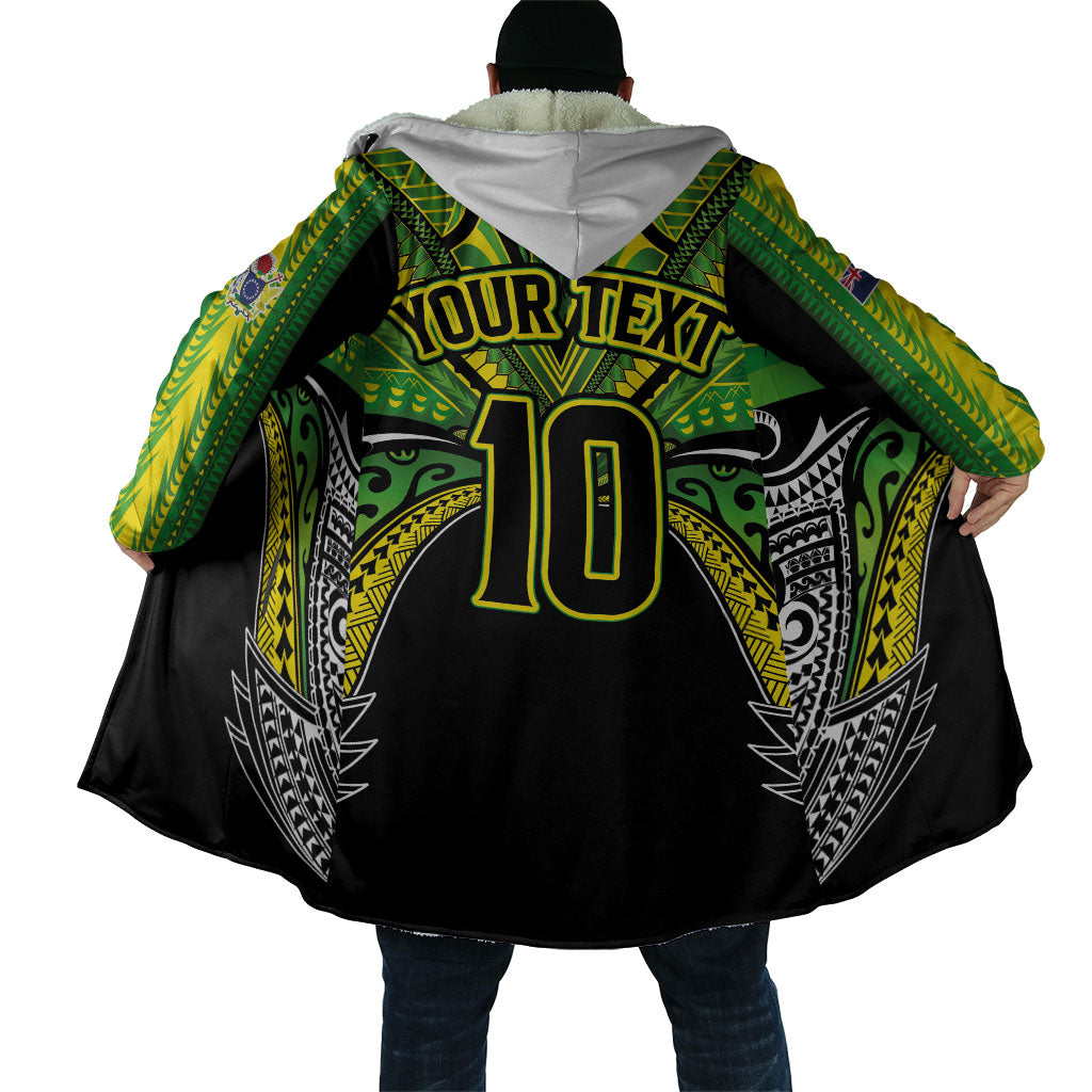 Cook Islands Rugby League Custom Cloak Polynesian and Tatau Tribal Art - Black Color