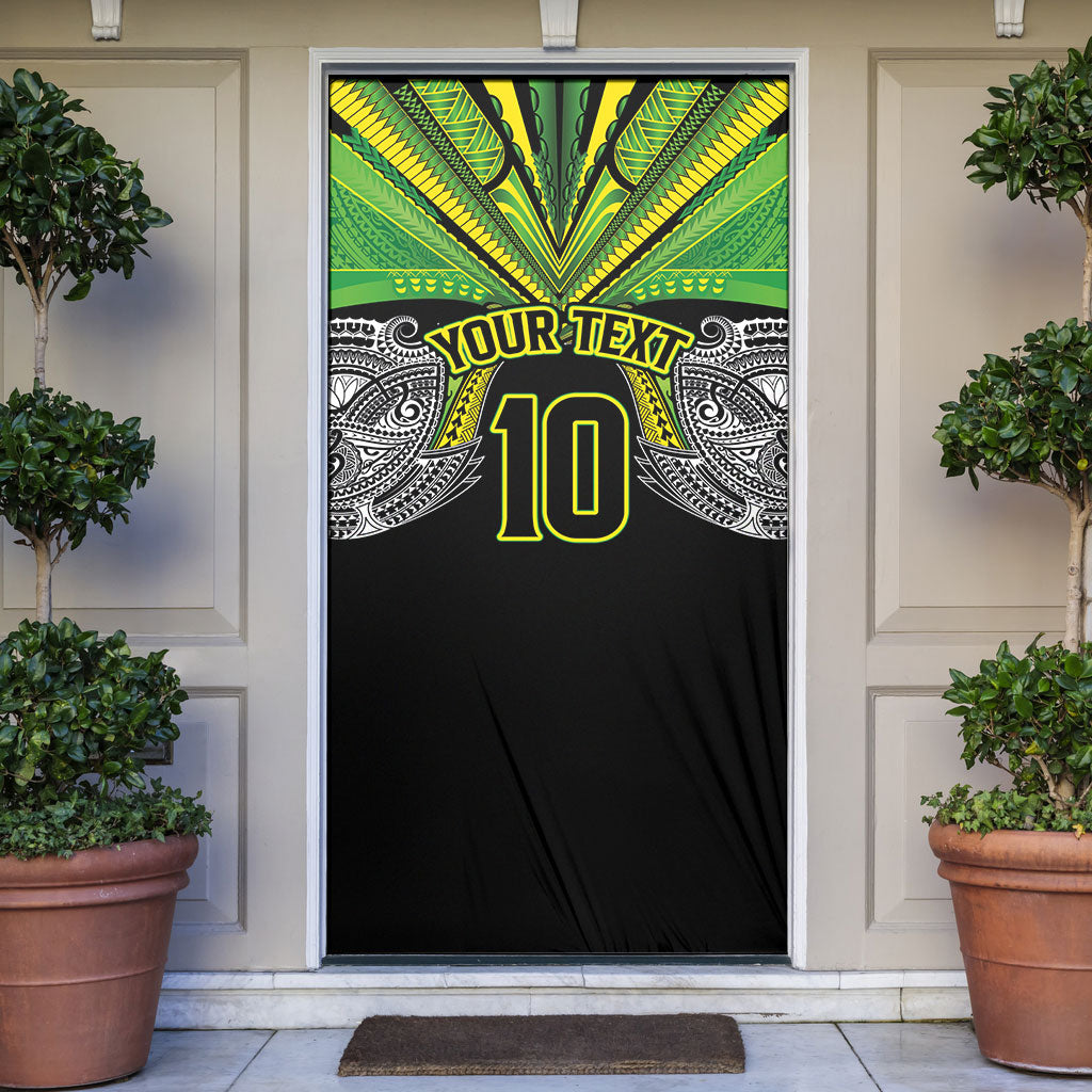 Cook Islands Rugby League Custom Door Cover Polynesian and Tatau Tribal Art - Black Color LT03 Black - Polynesian Pride