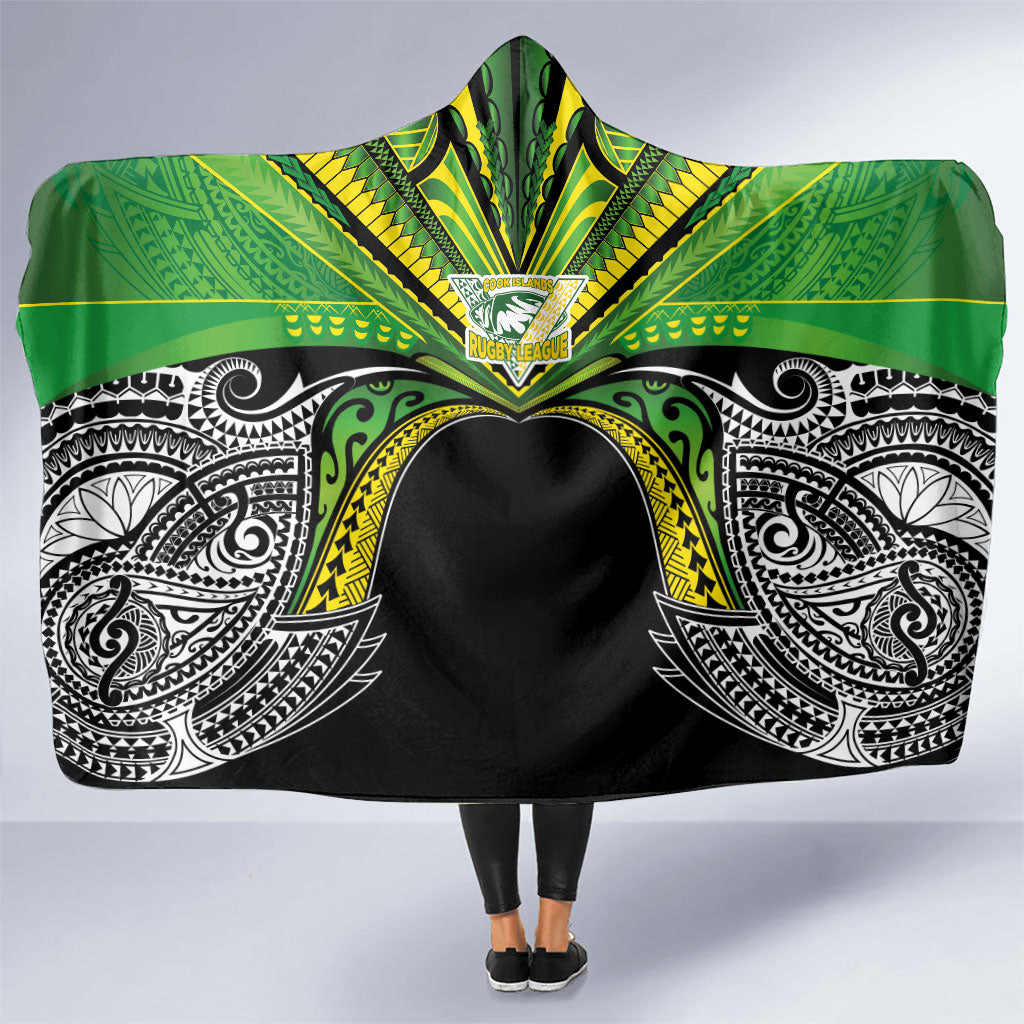 Cook Islands Rugby League Hooded Blanket Polynesian and Tatau Tribal Art - Black Color LT03 One Size Black - Polynesian Pride