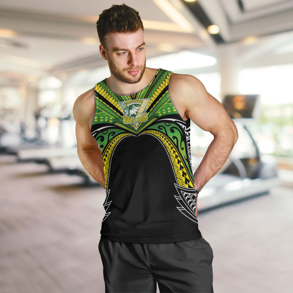 Cook Islands Rugby League Custom Men Tank Top Polynesian and Tatau Tribal Art - Black Color LT03 Black - Polynesian Pride