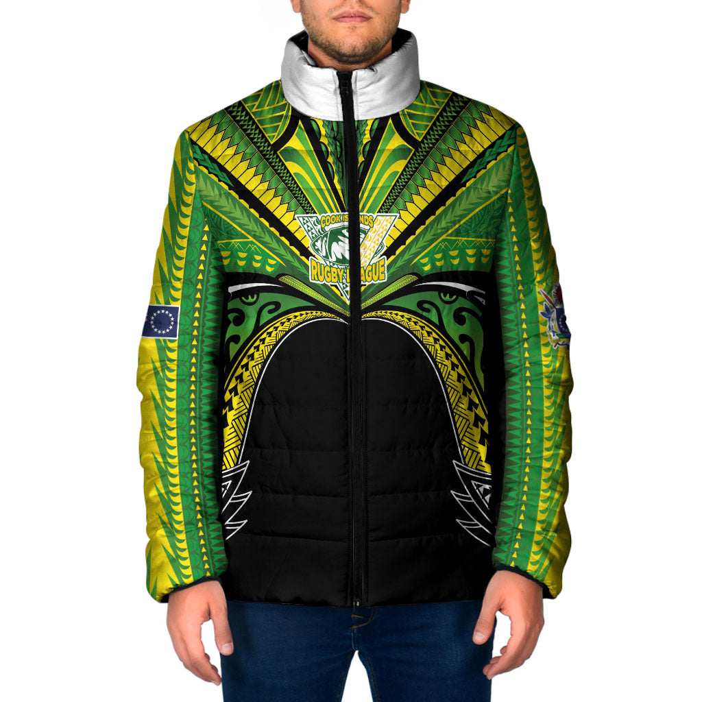 Cook Islands Rugby League Custom Padded Jacket Polynesian and Tatau Tribal Art - Black Color LT03 Men Black - Polynesian Pride