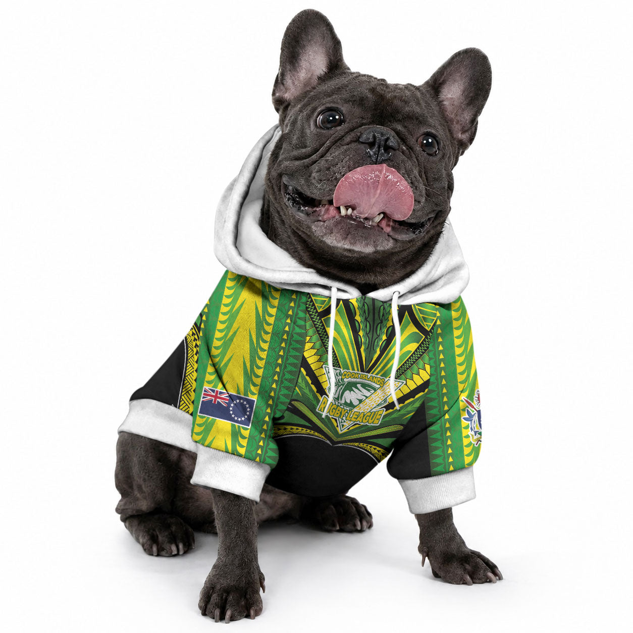 Cook Islands Rugby League Custom Pet Hoodie Polynesian and Tatau Tribal Art - Black Color LT03 - Polynesian Pride