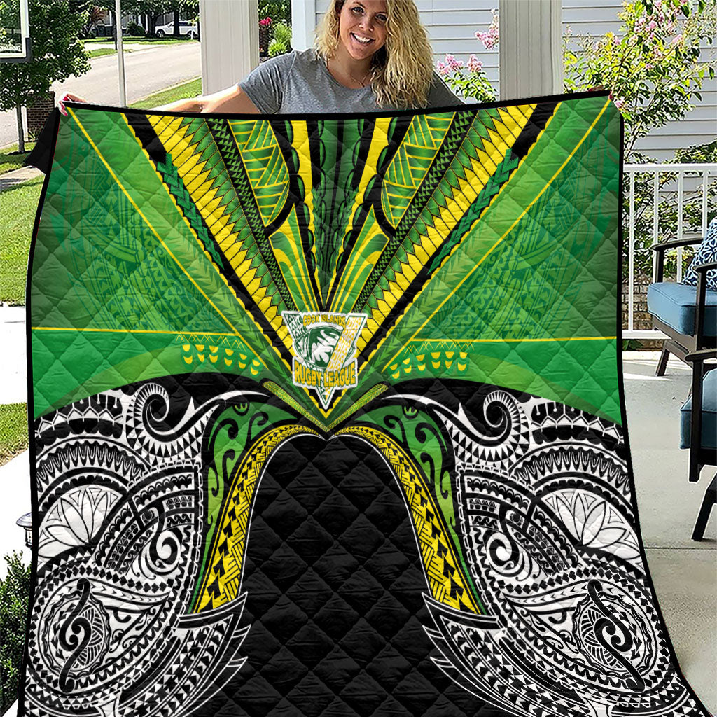 Cook Islands Rugby League Quilt Polynesian and Tatau Tribal Art - Black Color LT03 Black - Polynesian Pride