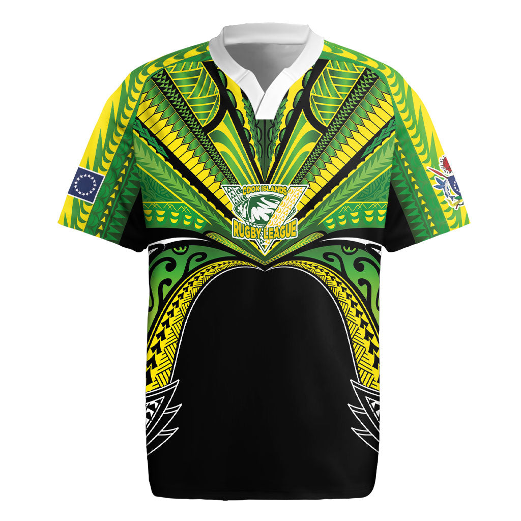 Cook Islands Rugby League Custom Rugby Jersey Polynesian and Tatau Tribal Art - Black Color LT03 Black - Polynesian Pride
