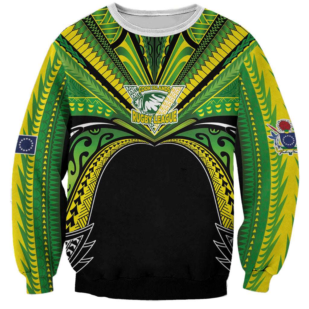 Cook Islands Rugby League Custom Sweatshirt Polynesian and Tatau Tribal Art - Black Color LT03 Unisex Black - Polynesian Pride