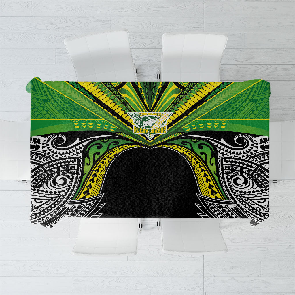 Cook Islands Rugby League Tablecloth Polynesian and Tatau Tribal Art - Black Color LT03 Black - Polynesian Pride