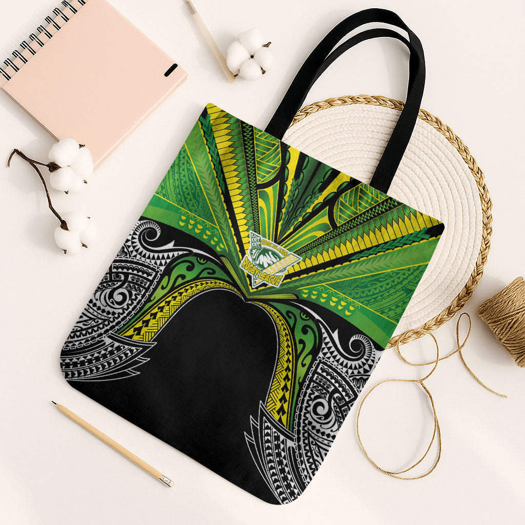 Cook Islands Rugby League Tote Bag Polynesian and Tatau Tribal Art - Black Color LT03 Black Strap One Size Black - Polynesian Pride