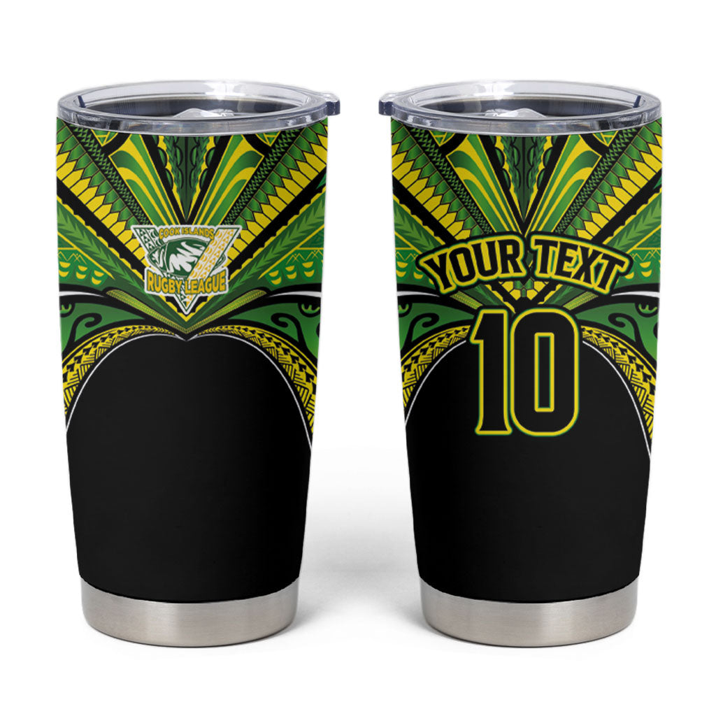 Cook Islands Rugby League Custom Tumbler Cup Polynesian and Tatau Tribal Art - Black Color LT03 Black - Polynesian Pride