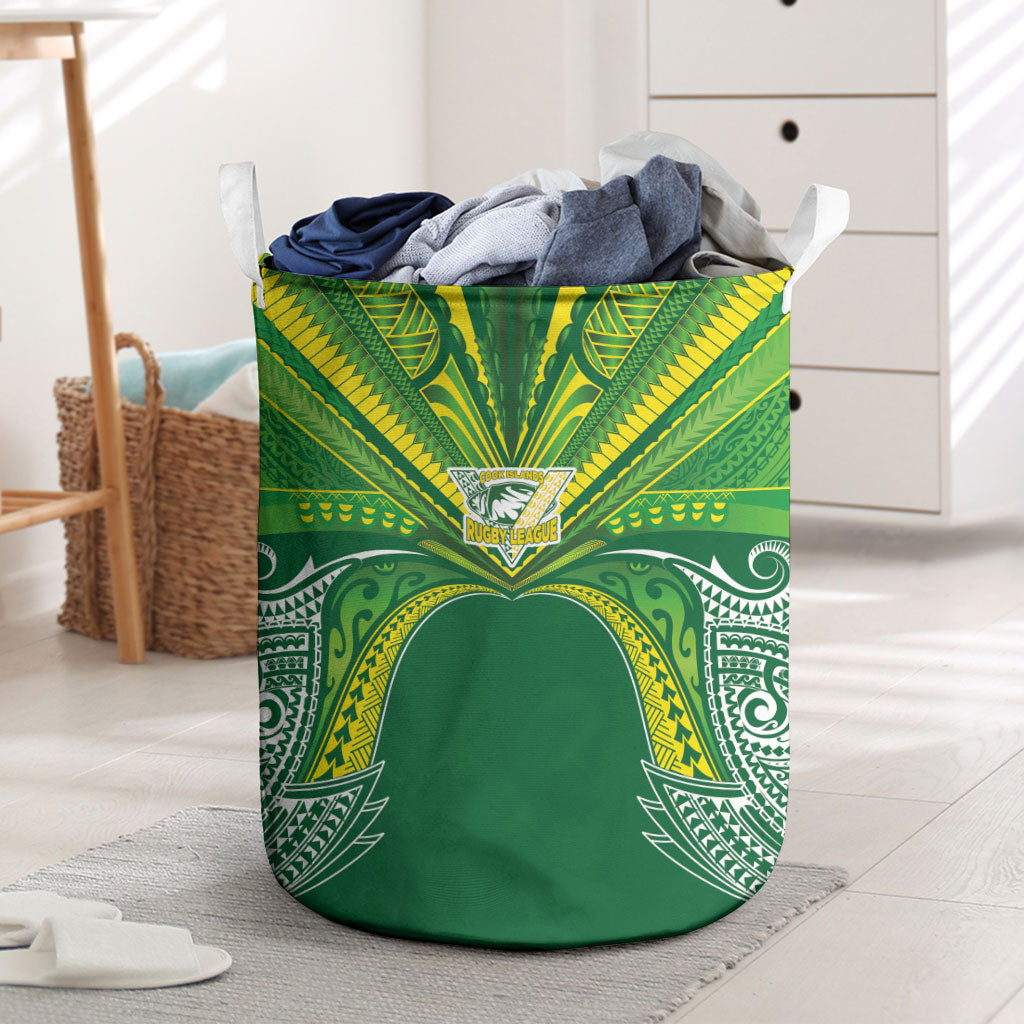 Cook Islands Rugby League Laundry Basket Polynesian and Tatau Tribal Art - Green Color LT03 Green - Polynesian Pride