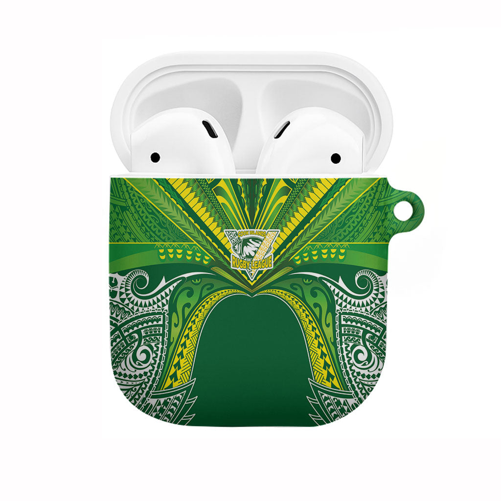 Cook Islands Rugby League AirPods Case Polynesian and Tatau Tribal Art - Green Color LT03 Green - Polynesian Pride