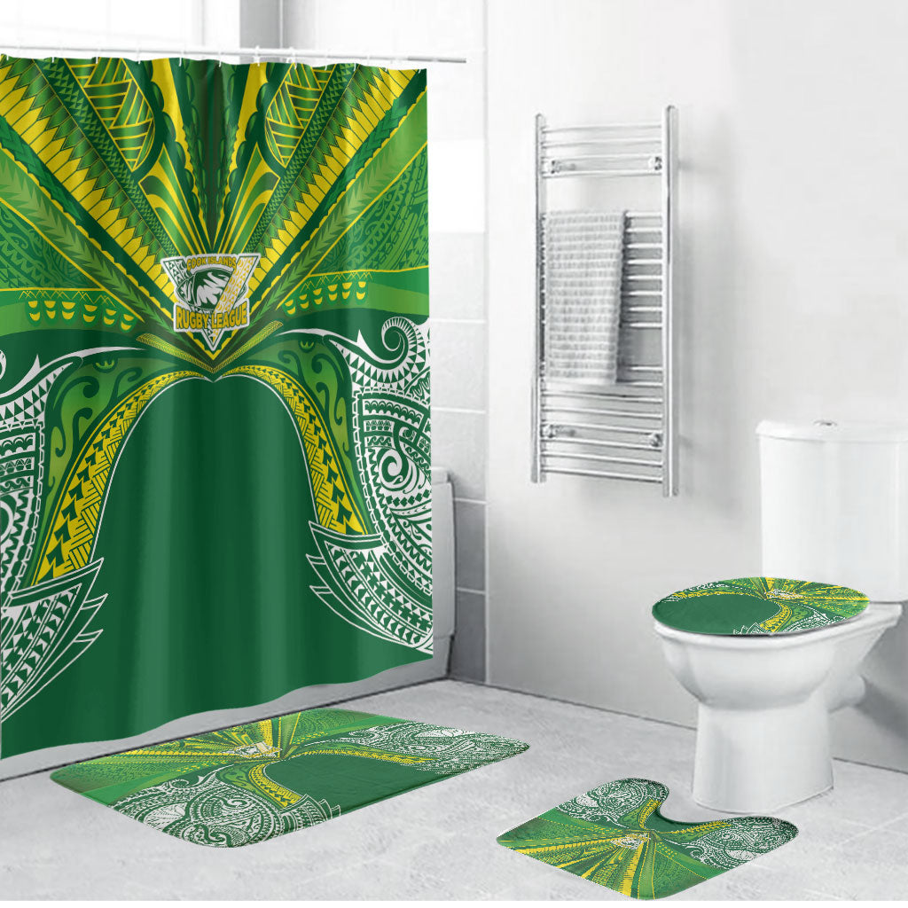 Cook Islands Rugby League Bathroom Set Polynesian and Tatau Tribal Art - Green Color LT03 Bathroom Set (4 pcs) Green - Polynesian Pride