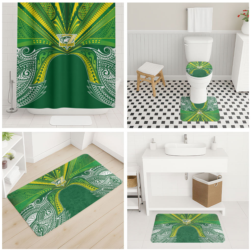 Cook Islands Rugby League Bathroom Set Polynesian and Tatau Tribal Art - Green Color LT03 - Polynesian Pride