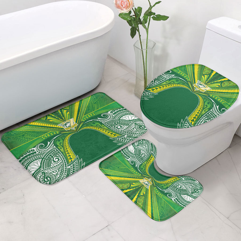 Cook Islands Rugby League Bathroom Set Polynesian and Tatau Tribal Art - Green Color LT03 - Polynesian Pride