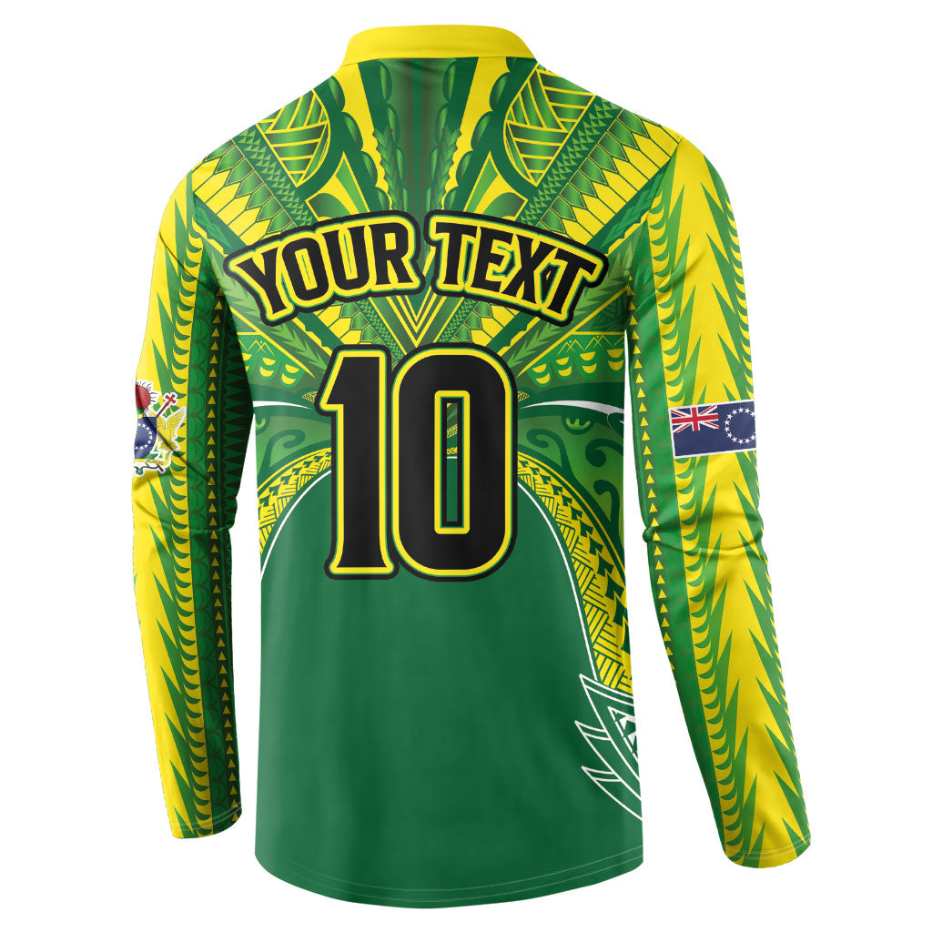 Cook Islands Rugby League Custom Button Sweatshirt Polynesian and Tatau Tribal Art - Green Color LT03 - Polynesian Pride