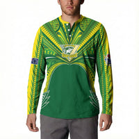 Cook Islands Rugby League Custom Button Sweatshirt Polynesian and Tatau Tribal Art - Green Color LT03 - Polynesian Pride
