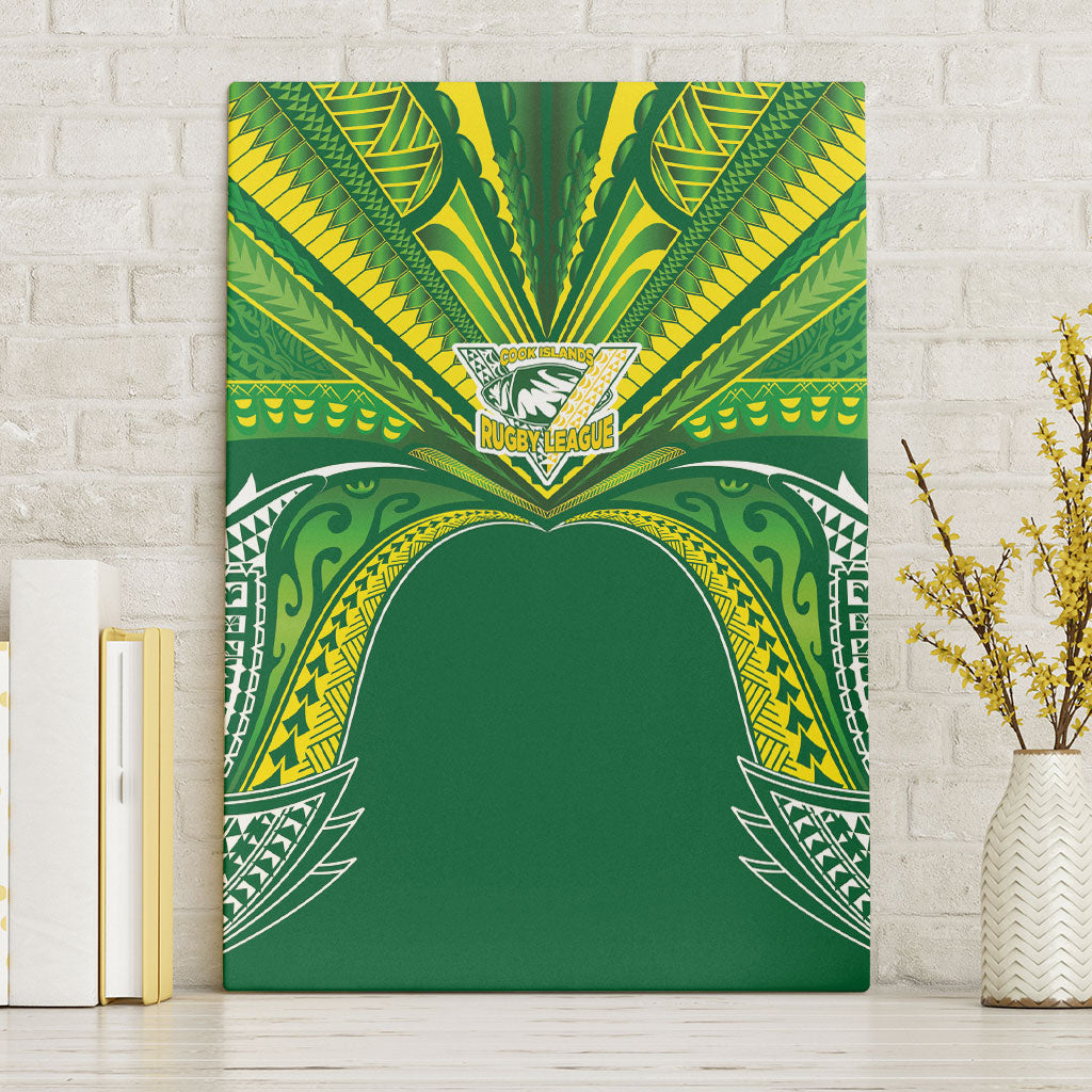 Cook Islands Rugby League Canvas Wall Art Polynesian and Tatau Tribal Art - Green Color LT03 Without Frame Green - Polynesian Pride