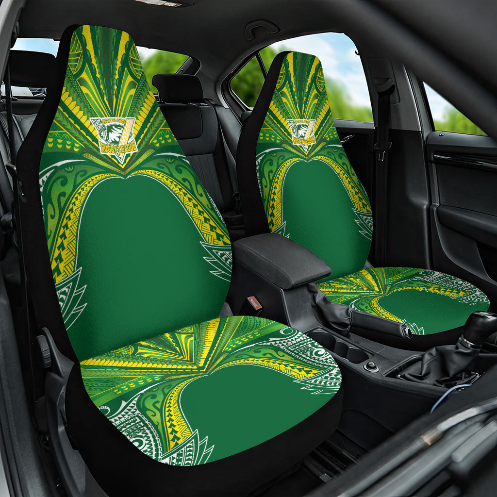 Cook Islands Rugby League Car Seat Cover Polynesian and Tatau Tribal Art - Green Color