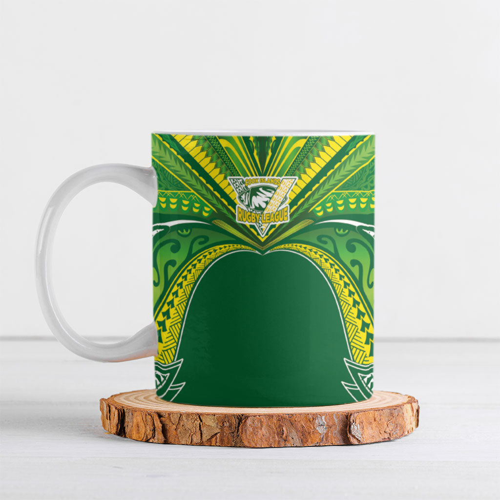 Cook Islands Rugby League Custom Ceramic Mug Polynesian and Tatau Tribal Art - Green Color LT03 Green - Polynesian Pride
