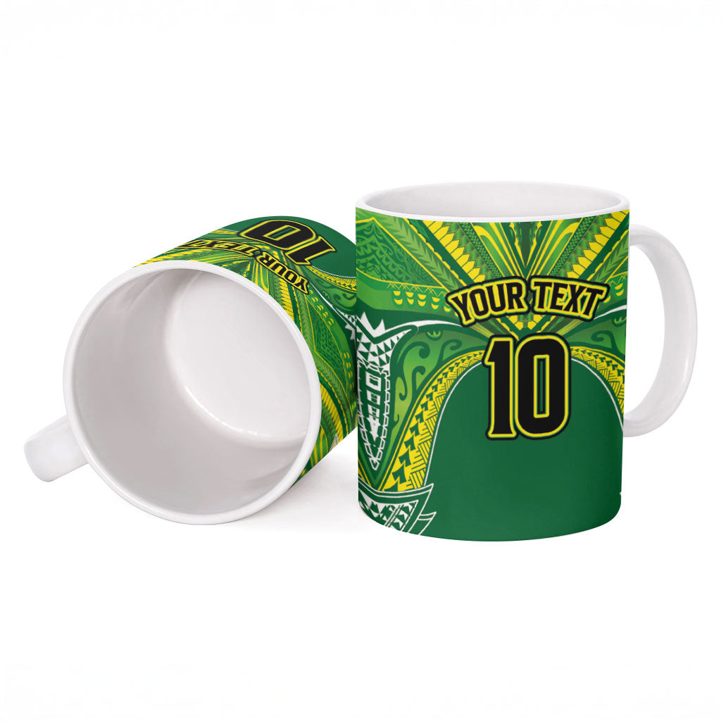 Cook Islands Rugby League Custom Ceramic Mug Polynesian and Tatau Tribal Art - Green Color LT03 - Polynesian Pride