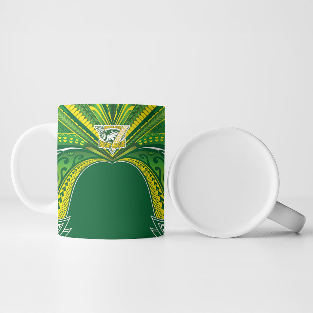 Cook Islands Rugby League Custom Ceramic Mug Polynesian and Tatau Tribal Art - Green Color LT03 - Polynesian Pride