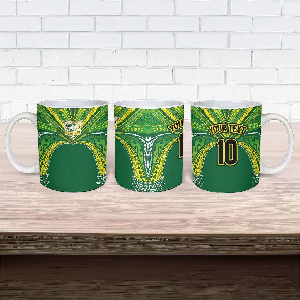 Cook Islands Rugby League Custom Ceramic Mug Polynesian and Tatau Tribal Art - Green Color LT03 - Polynesian Pride