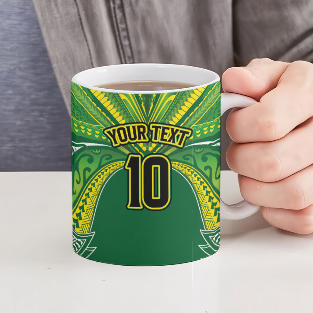 Cook Islands Rugby League Custom Ceramic Mug Polynesian and Tatau Tribal Art - Green Color LT03 - Polynesian Pride