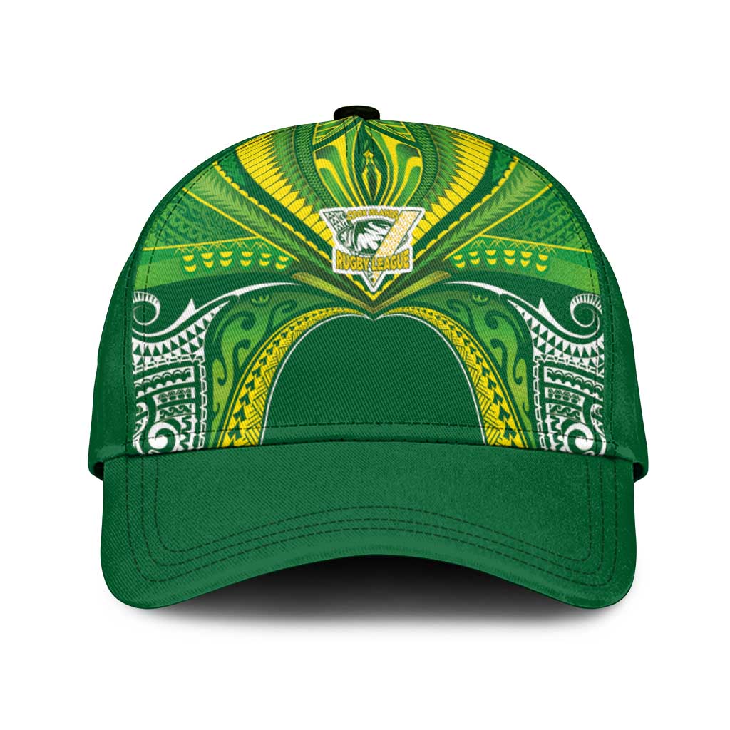 Cook Islands Rugby League Classic Cap Polynesian and Tatau Tribal Art - Green Color