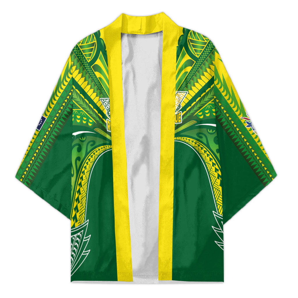 Cook Islands Rugby League Custom Kimono Polynesian and Tatau Tribal Art - Green Color LT03 Unisex Green - Polynesian Pride
