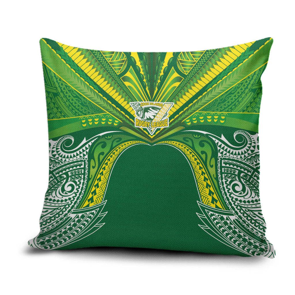 Cook Islands Rugby League Pillow Cover Polynesian and Tatau Tribal Art - Green Color LT03 Green - Polynesian Pride