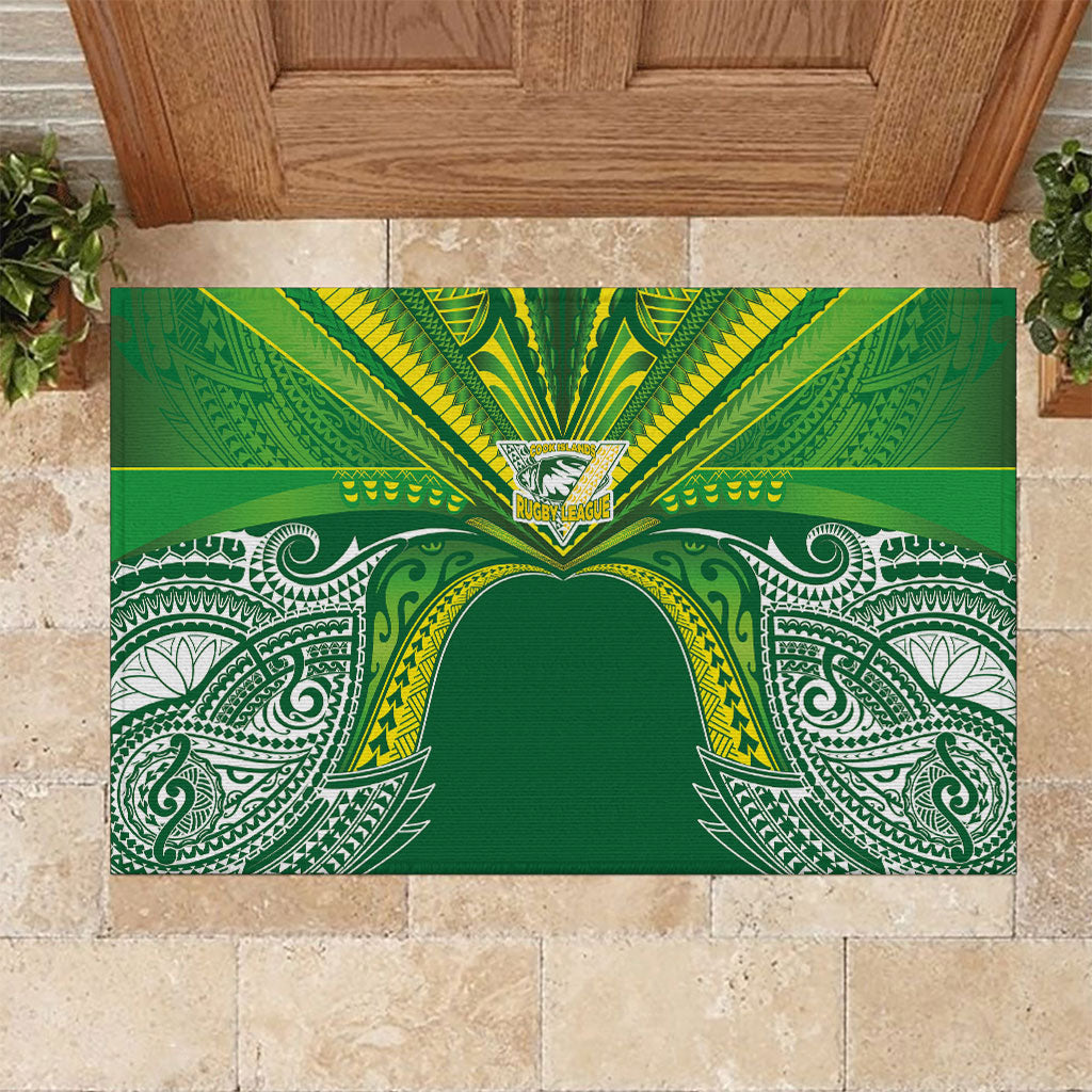 Cook Islands Rugby League Rubber Doormat Polynesian and Tatau Tribal Art - Green Color LT03 Green - Polynesian Pride