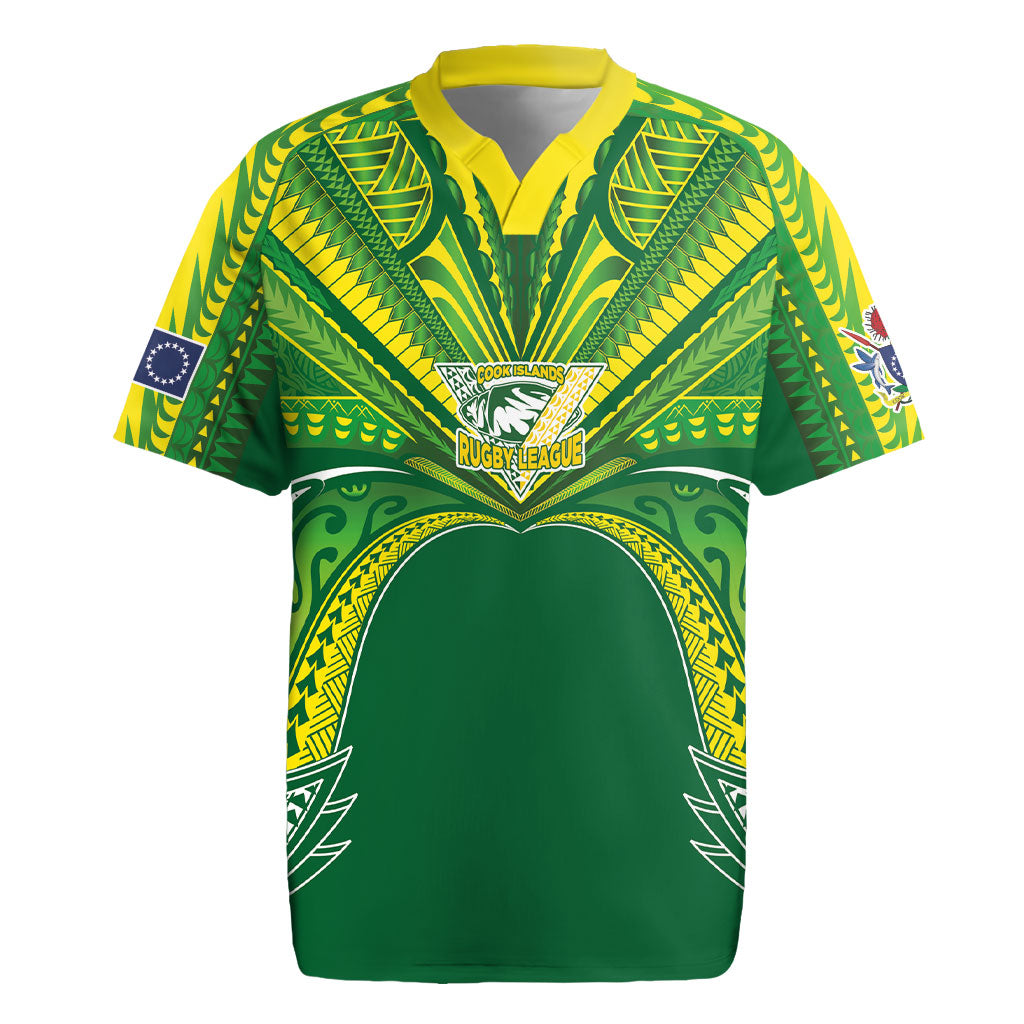 Cook Islands Rugby League Custom Rugby Jersey Polynesian and Tatau Tribal Art - Green Color LT03 Green - Polynesian Pride