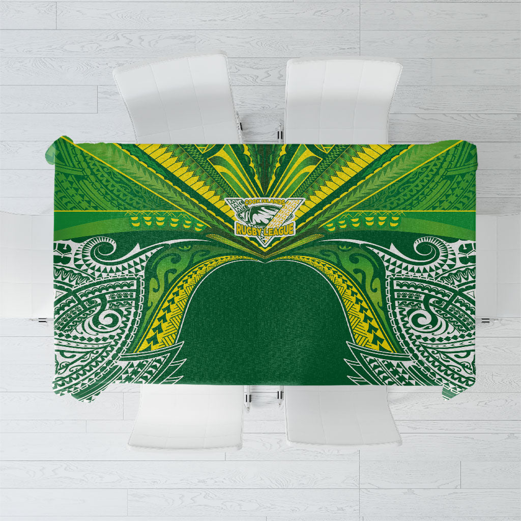 Cook Islands Rugby League Tablecloth Polynesian and Tatau Tribal Art - Green Color LT03 Green - Polynesian Pride