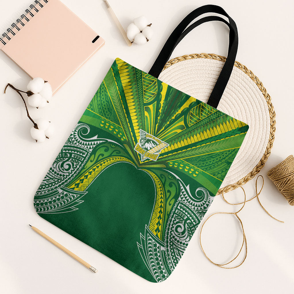 Cook Islands Rugby League Tote Bag Polynesian and Tatau Tribal Art - Green Color LT03 Black Strap One Size Green - Polynesian Pride