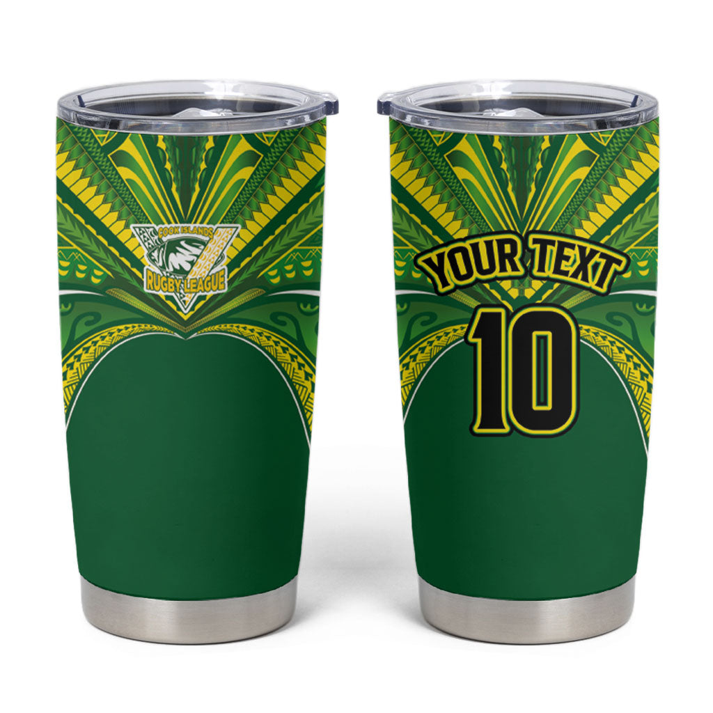 Cook Islands Rugby League Custom Tumbler Cup Polynesian and Tatau Tribal Art - Green Color LT03 Green - Polynesian Pride