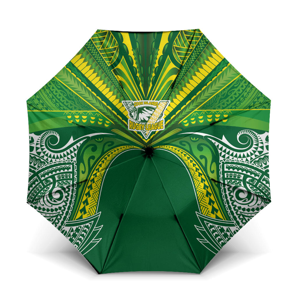 Cook Islands Rugby League Umbrella Polynesian and Tatau Tribal Art - Green Color LT03 One Size Folded 11.42 inch Opened Diameter 37.4 inch Green - Polynesian Pride