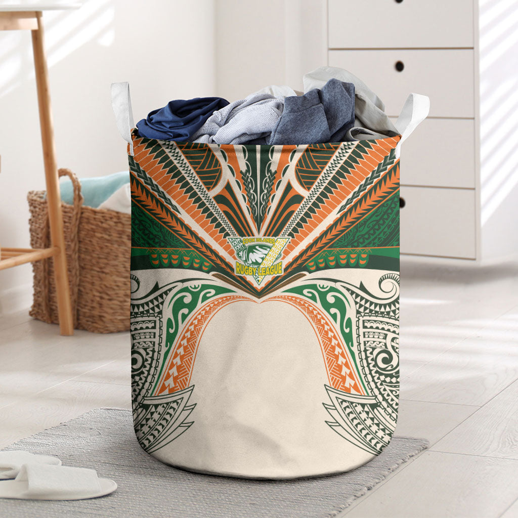 Cook Islands Rugby League Laundry Basket Polynesian and Tatau Tribal Art - Retro Palette