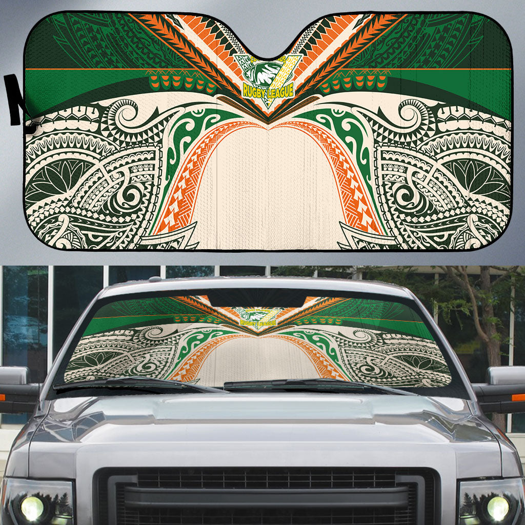 Cook Islands Rugby League Auto Sun Shade Polynesian and Tatau Tribal Art - Retro Palette