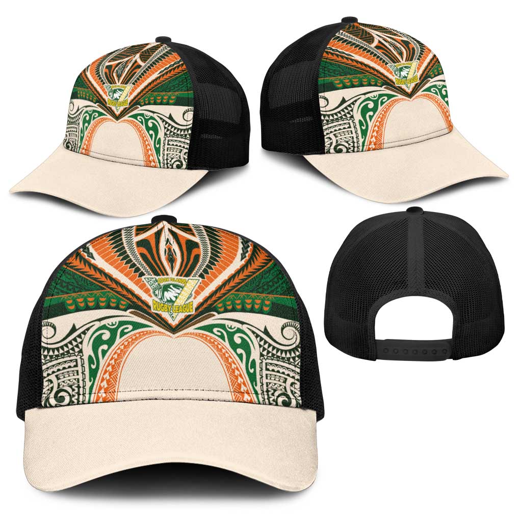 Cook Islands Rugby League Baseball Net Cap Polynesian and Tatau Tribal Art - Retro Palette LT03 - Polynesian Pride